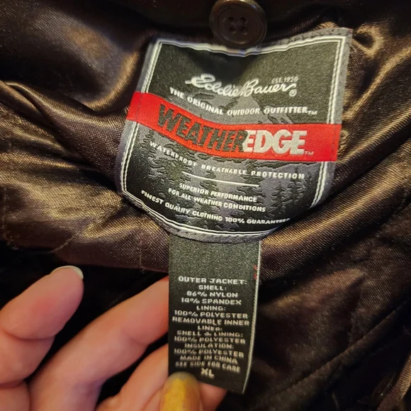 Sz XL Eddie Bauer insulated waterproof trench in chocolate brown